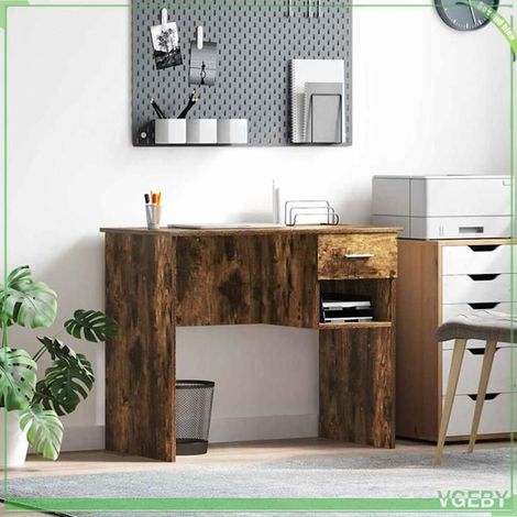 Bureau - ABI - Chêne fumé - 90 x 49 x 75 cm - 1 tiroir - Bois d'ingénierie (1/5)