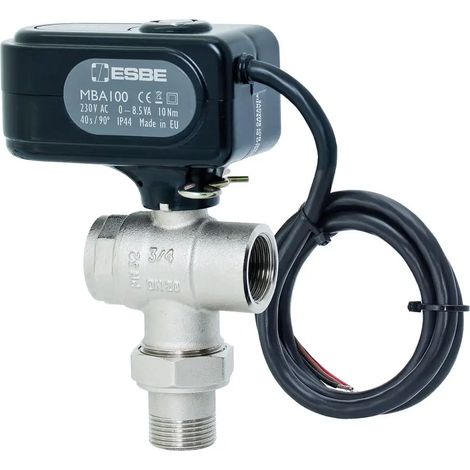 ESBE Valvola a sfera motorizzata MBA135 DN25 Kvs11,3, come valvola di zona a 3 vie, 230V, I-AG1", 43102200