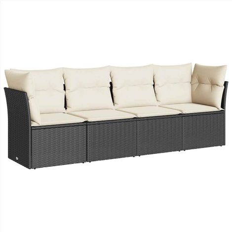 Maison Exclusive - 4-tlg. Garten-Sofagarnitur mit Kissen Schwarz
