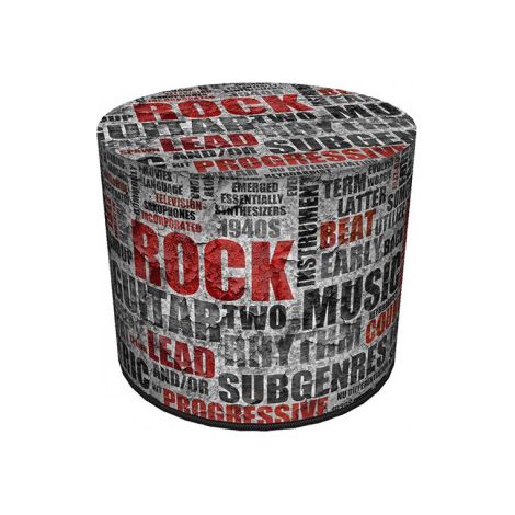 Dekorativer Pouf, Bertoni, Rock-Print – runder Pouf für Wohnzimmer und Flur, 40 cm Durchmesser, elegant, mit Reißverschluss, waschbar (1/3)