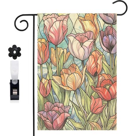 Drapeau de jardin 30 x 45 cm motif Welcome simple toile double face pour décoration de cour et terrasse (1/5)