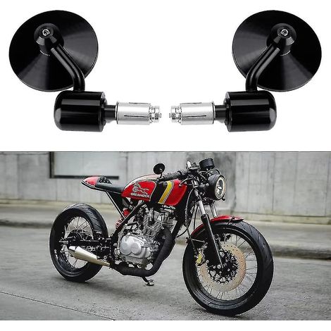 Rétroviseur rond pour moto, 22 mm (7/8"), à fixer en bout de guidon, pour moto de route, moto tout-terrain et scooter. (1/5)