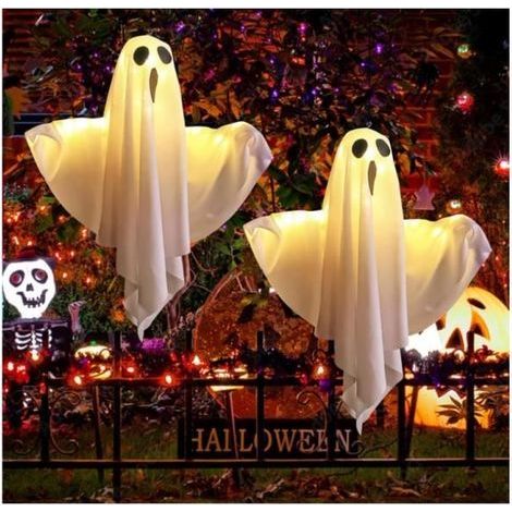 Halloween Decoration - Not Specified - Hanging Ghosts - 2 Pcs - LED Lights - 20 Inches (1/4)