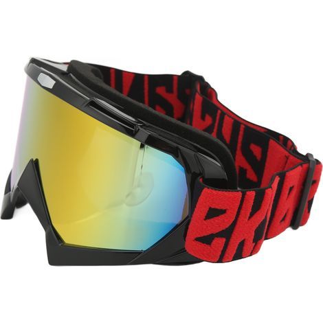 Offroad-Motocrossbrille, rutschfest, stoßfest, wind- und sanddicht, Mountainbikebrille, schwarzer Rahmen mit roten Gläsern (1/5)