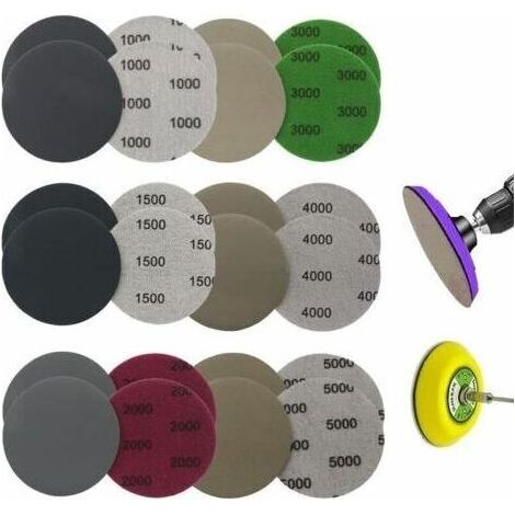 Lot de 24 disques abrasifs auto agrippants 75mm – 6 grains 1000/1500/2000/3000/4000/5000 – Pour ponçage humide et sec – Papier de verre durable (1/5)