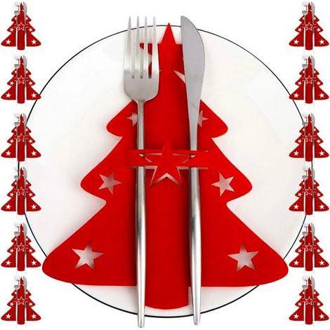 Estuche para cubiertos - arboles de navidad 12 uds ruhhy 22304