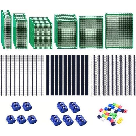 92-teiliges PCB Universal Board Set - Doppelseitige Steckplatinen in 6 Größen mit 30-poligen Stiftleisten, Nylonpfosten und Schraubklemmen für elektronische Projekte (1/5)