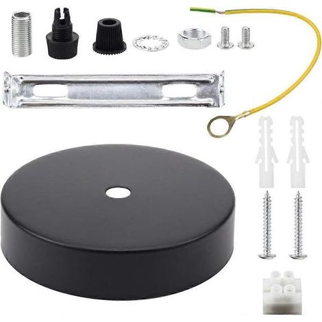 Rosace de plafond 2025, dernier modèle, fixation flexible pour câble de suspension 100 mm, disponible en plusieurs couleurs, kit complet noir. (1/5)