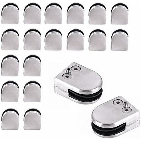 20 x Porte-verre plat en acier inoxydable Pince de fixation Pince de connexion Pince de fixation
