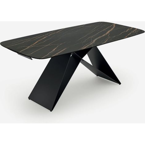 Mesa extensible de cerámica y metal 200/280x100 Cruise - Efecto mármol negro (1/5)