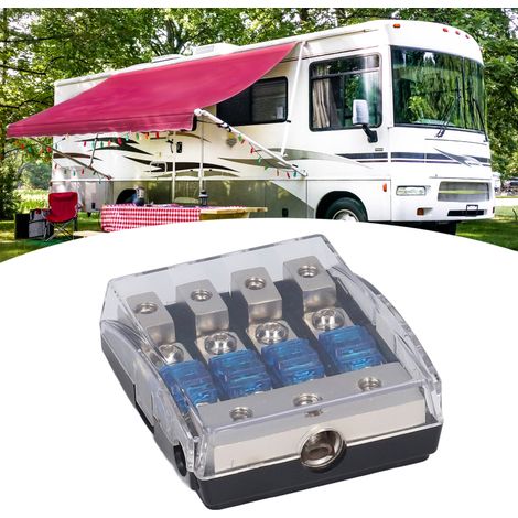Bloc de distribution électrique 60 A, 1 entrée, 4 sorties, porte-fusible audio pour voiture, camping-car et système solaire