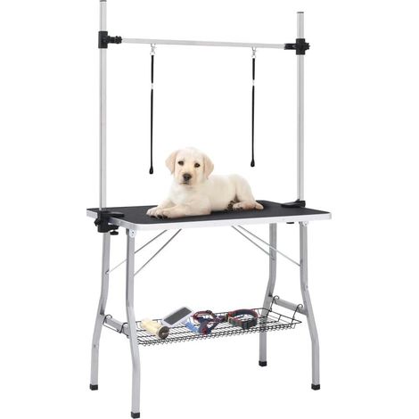 Table de toilettage pliable pour chiens et chats 90x60x76 cm en acier noir – MEUBLIV (1/5)