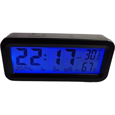 Reloj para el salpicadero del coche: temperatura, humedad, energía solar, color negro. (1/4)