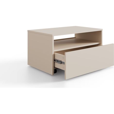 LINO Tavolino color cashmere con ruote e cassetto – panca moderna per soggiorno