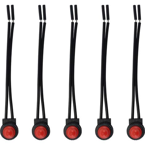 Lot de 5 interrupteurs à Bouton-Poussoir étanches 0250 V 3 A avec témoin Lumineux Marche/arrêt et Capuchon Rouge, précâblés SPST, pour Moto, Voiture, Quad et Bateau (1/5)