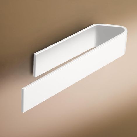 1 - Porte-Serviette - Support Serviette - Fixation Adhésive Sans Perçage - Design Moderne Courbé - Pour Salle De Bain Et Cuisine - Blanc Mat - 22cm (1/5)
