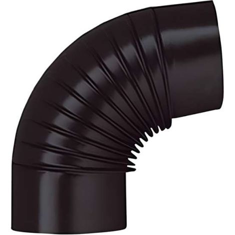 Gomito 90° in Acciaio Smaltato Nero Opaco - D. 12 cm - Tubo per Stufe (1/4)