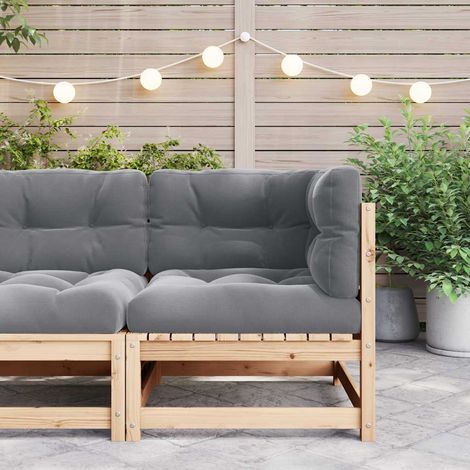 Maison Exclusive - Garten-Ecksofa mit Grauen Kissen Massivholz Ki