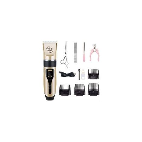 Tondeuse de Toilettage pour Chien Animal de Compagnie Noir Or Faible Bruit Kit de Rasoir Electrique Professionnel Cheveux 4 Peignes Couteau Fixe en Titane Prévient Allergies de la Peau (1/5)