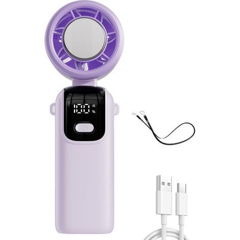 Ventilateur portable USB, 29 000 tr/min, haute vitesse, batterie rechargeable 4000 mAh, mini ventilateur de refroidissement à main, écran LED intégré, autonomie jusqu’à 6 heures, 6 niveaux de vitesse (1/5)