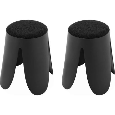 sweeek - 2er Set stapelbare Hocker, strukturierter Bouclébezug