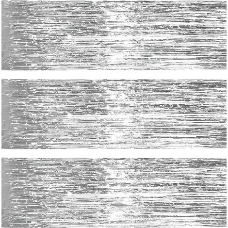 Rideau En Feuille Métallique - Rideau À Franges Argentées Pour Décoration De Fête - Pour Mariage Anniversaire Noël - 1 Pièce (1/5)