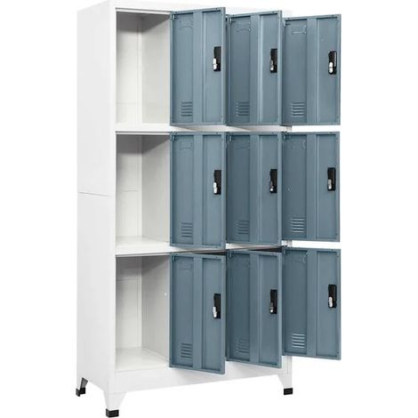 Armoire de Rangement Métallique 90x45x180 cm, Meuble de Stockage Gris à Plusieurs Compartiments, Étagère Industrielle Robuste pour Bureau, Garage ou Atelier (1/5)