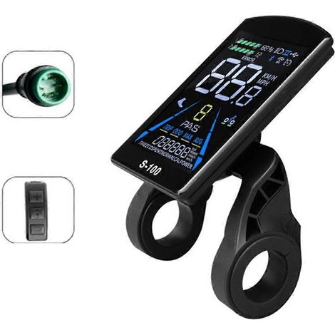 S-100 LCD-Tachometer für E-Bikes, 24V-72V Stromversorgung, wasserdichter 5-poliger Stecker (1/5)