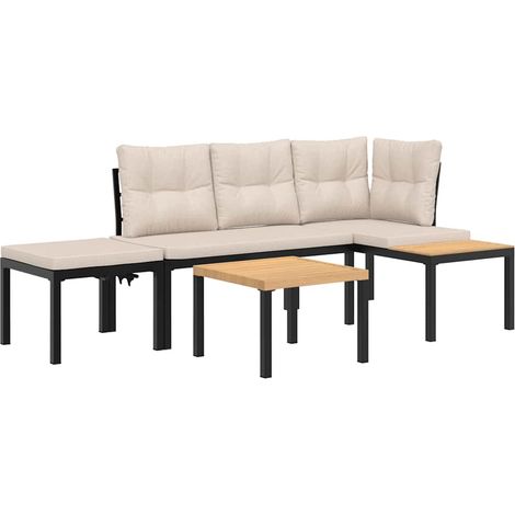 Maison Exclusive - Gartenbank-Set 4-tlg. Schwarz Pulverbeschichte