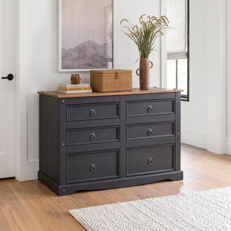 Mercers Furniture Corona Charcoal 3+3 Chest Of Drawers (1/5)