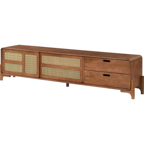 Mobile TV Mango marrone chiaro Laccato 220x40x50 cm montato parzialmente MIZUMI 105 (1/4)