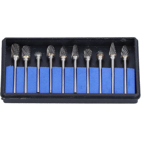 Kit d'accessoires de meulage rotatif en carbure de tungstène (10 pièces) pour la sculpture et le perçage (1/5)