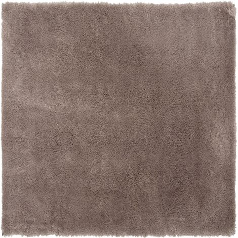 Alfombra marrón claro 200 x 200 cm poliéster hecho a mano pelo largo Evren