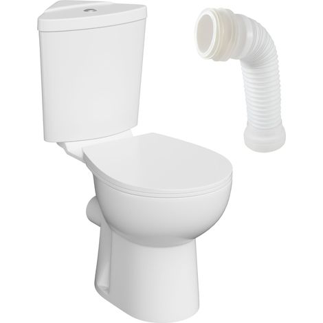 Lavita Bartolini White WC à poser compact sans bride Pack WC compact complet 3/6l + connecteur WC