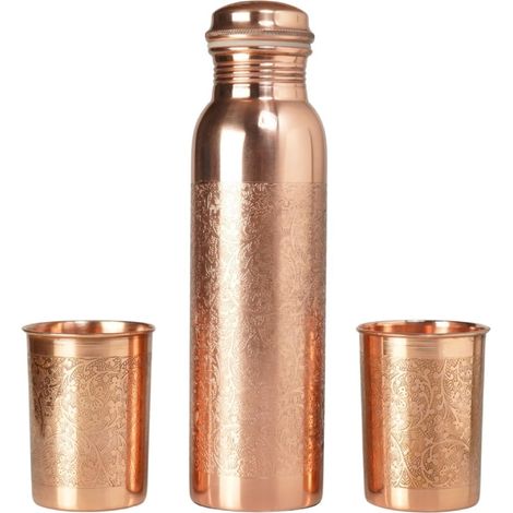 Set FIORI in rame bottiglia 950 ml + 2 tazze 250 ml Gisane (1/2)