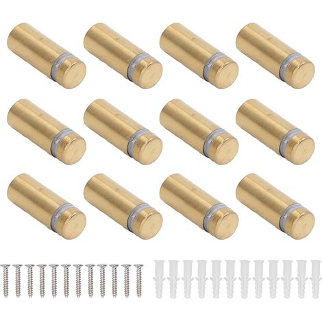 Lot de 12 vis d'écartement en acier inoxydable plaqué or brossé, clous publicitaires pour panneaux de support acryliques, 12 x 30 mm (1/5)