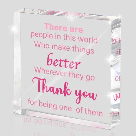 Cadeau de remerciement attentionné, panneau de bureau en acrylique rose avec citation édifiante, parfait pour un professeur, mentor, patron ou bénévole, décoration inspirante (1/5)