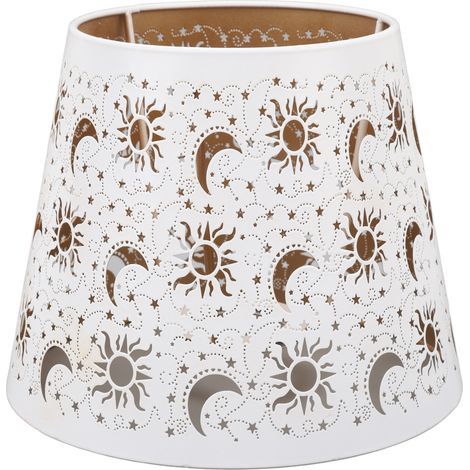 Iron lampshade, sun, moon, star motif, openwork, carved table cover for E27 E26 bulbs (1/5)