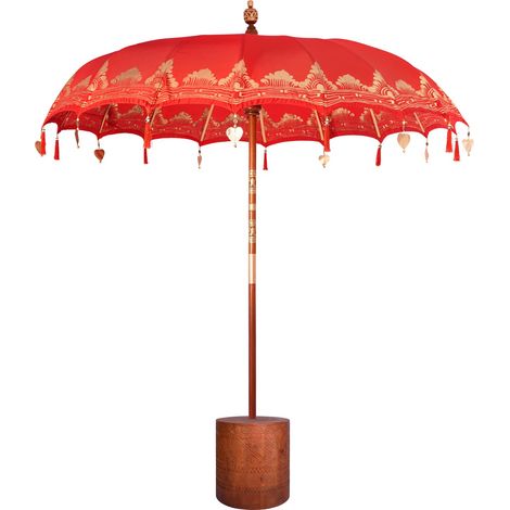 Parasol balinais avec base 260 Rouge et brun 220 x 220 x 295 cm vidaXL (1/5)