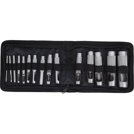 15 pièces en acier au carbone cuir perforateur ceintures trou manuel burin outils de poinçonnage matériel 3-25mm (1/5)