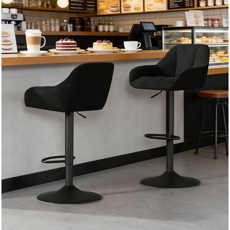 Barhocker 2er-Set, höhenverstellbar 63-84 cm, drehbar, schwarz HAVRYA (1/5)