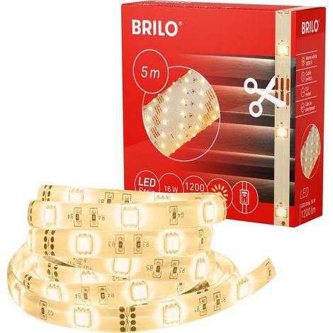 LED Band LED Stripe 5 Meter selbstklebend 16W weiß Kunststoff Briloner