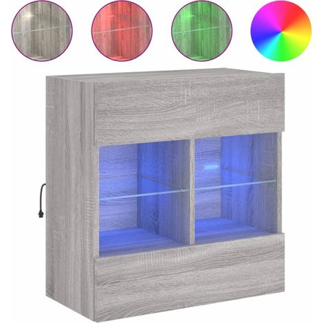 Meuble TV,Banc TV,Armoire TV mural avec lumières LED sonoma gris 58,5x30x60,5 cm CFW723054 (1/5)