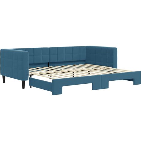 Lit simple,Lit adulte,Lit de jour avec gigogne sans matelas bleu 90x200 cm CSW9658794 (1/5)