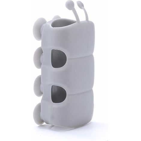 Lot de 2 supports de pommeau de douche réutilisables avec ventouse mobile en forme de chenille (gris) (1/4)