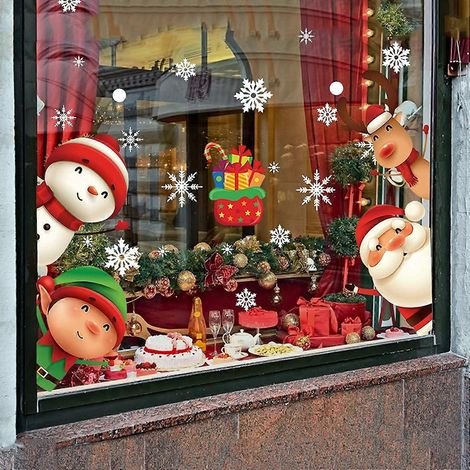 82 autocollants flocons de neige pour vitres, décorations de Noël, Père Noël et autres motifs de Noël (1/4)