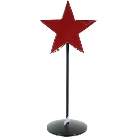Weihnachtsdeko Massivo Stern Rot & Natur Ø 19 cm auf schwarzem Stab 50 cm - Mangoholz (1/5)