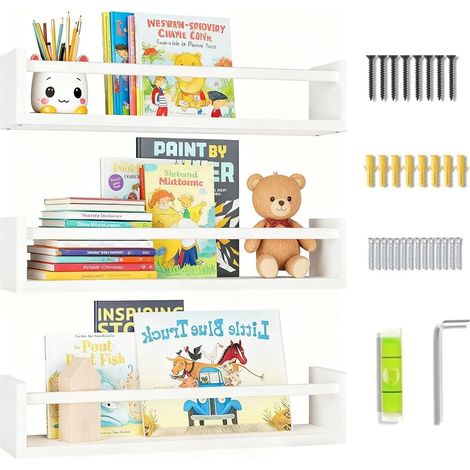 3er-Set Wandregale für Kinder, schwebende Wandregale aus Holz, ideal für Küche, Bad und Schlafzimmer, perfekt für Spielzeug, Fotos und Bücher (1/5)