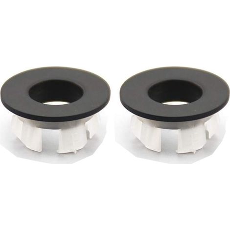 2 PCS - Garniture de lavabo - Bouchon rond - Laiton massif avec finition PVD noir huilé pour trop-plein salle de bain 5cm (1/5)