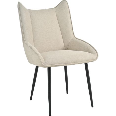 Bon Furni Webstoff Esszimmerstuhl Beige, 1er Set, ergonomisch mit Armlehnen, atmungsaktiv & leicht zu wischen (1/5)